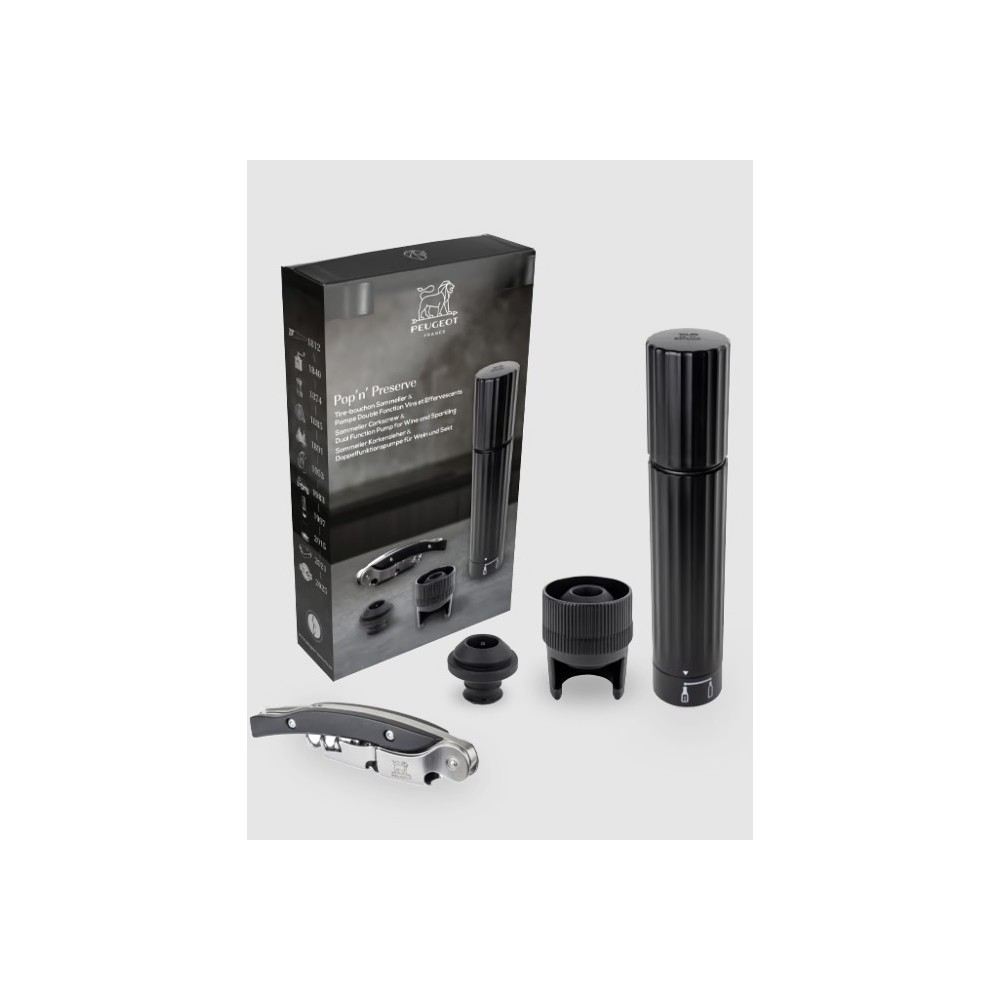 Pop’n Preserve – Coffret tire-bouchon sommelier & pompe double fonction - Peugeot Saveurs