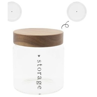 Bocal de rangement “Storage” avec couvercle en bois – Ø12 × H13 cm