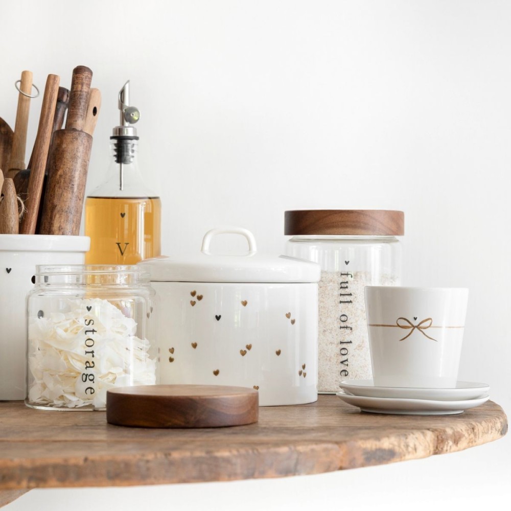 Bocal de rangement “Storage” avec couvercle en bois – Ø12 × H13 cm