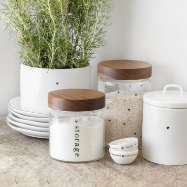 Bocal de rangement “Storage” avec couvercle en bois – Ø12 × H13 cm
