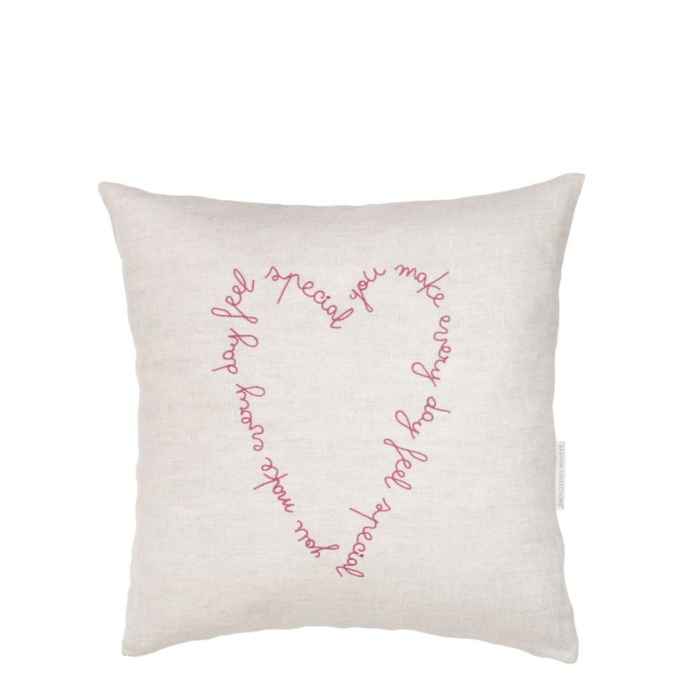 Housse de coussin beige recto/verso beige et rose
