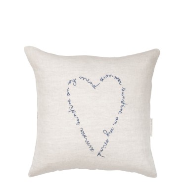 Housse de coussin beige  "My Happiest days are with you" en bleu
