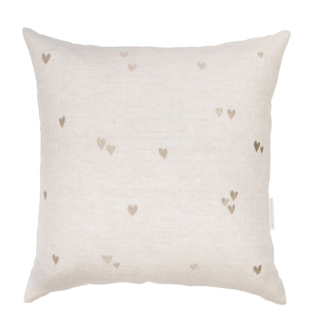 Housse de coussin beige avec des cœurs (60x60cm)