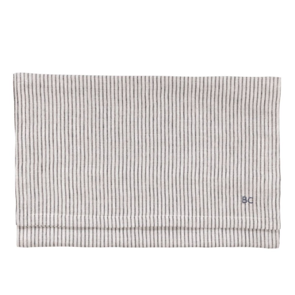 Chemin de table beige ligné bleu (50x160 cm)