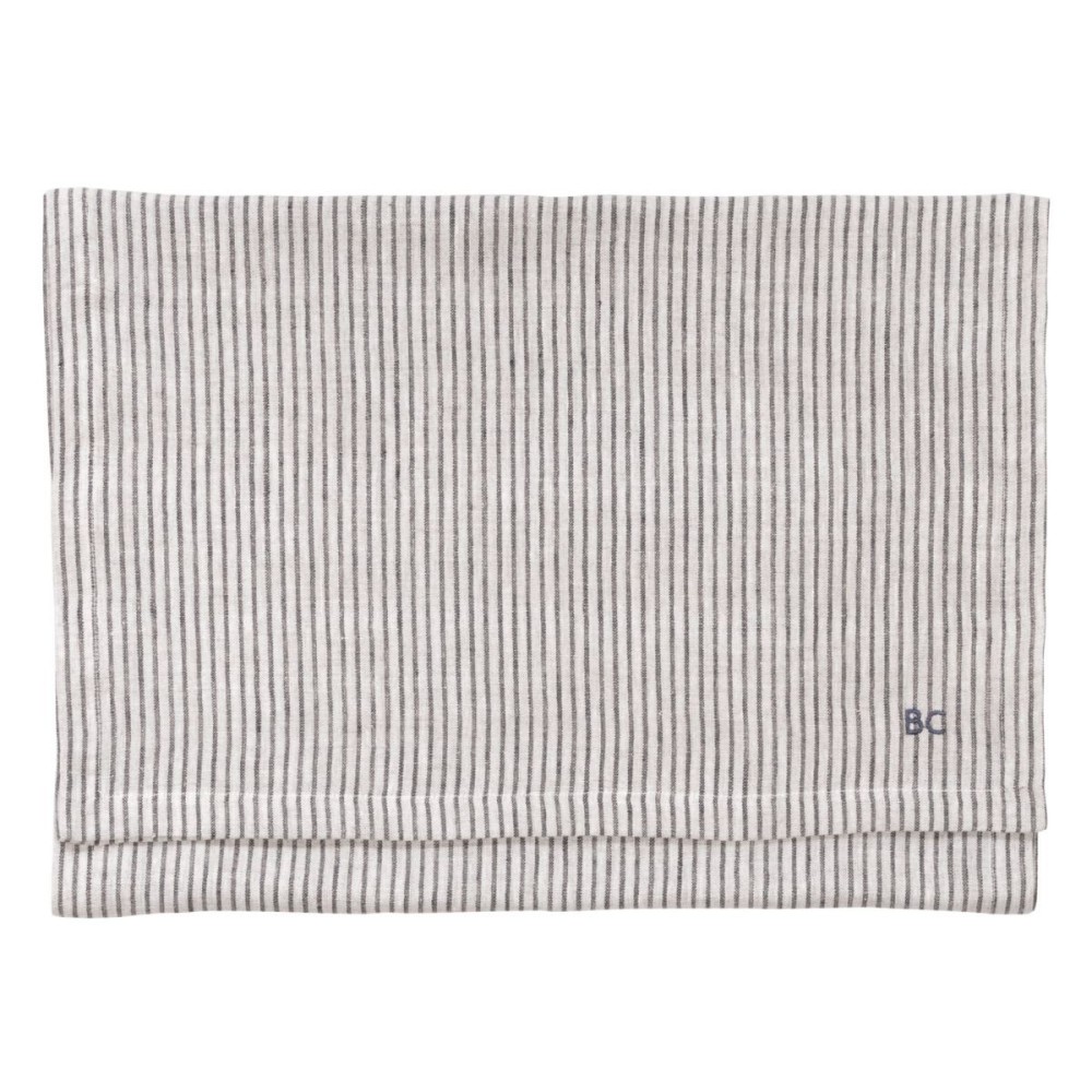 Chemin de table beige ligné bleu (50x300 cm)