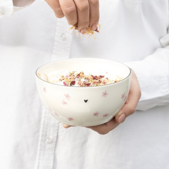 Bol avec des fleurs roses (14x7cm)  - BASTION COLLECTION