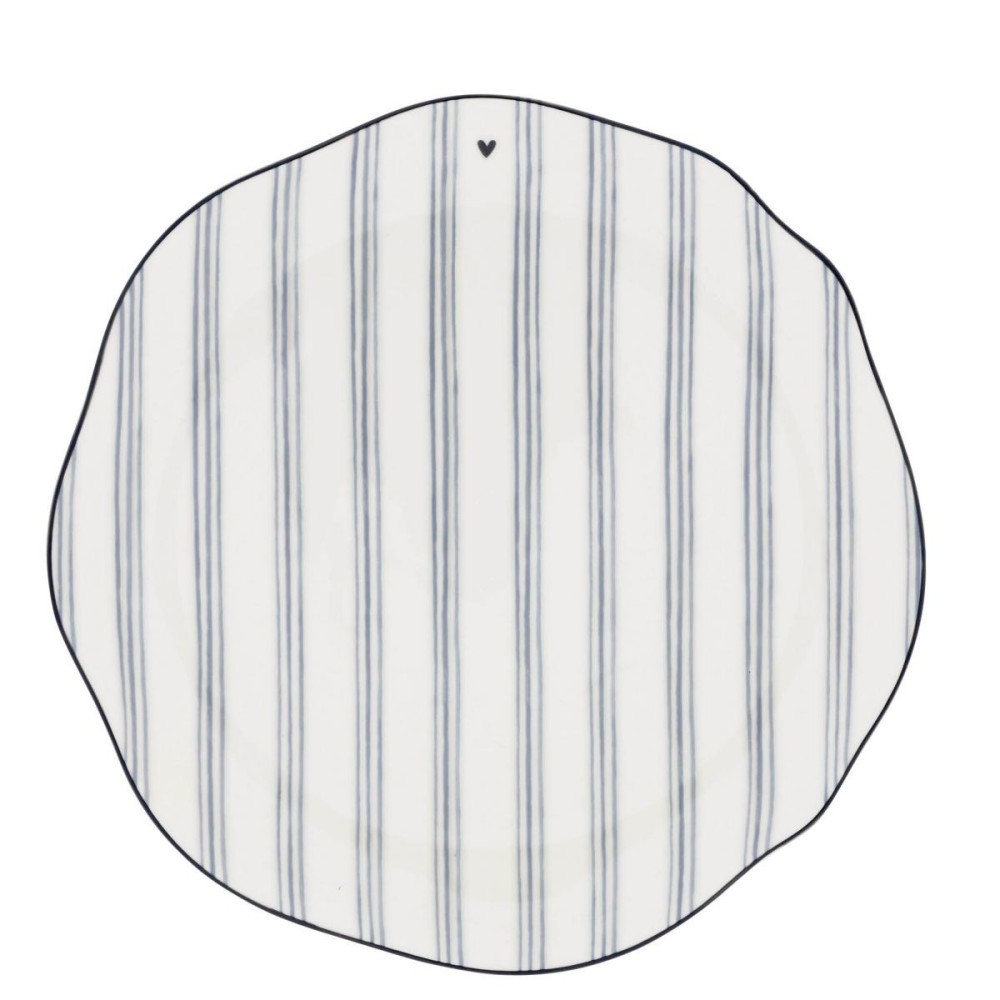 Assiette petit-déjeuner avec des lignes bleues ( 23cm) - Bastion Collection