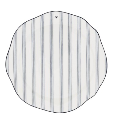 Assiette petit-déjeuner avec des lignes bleues ( 23cm) - Bastion Collection