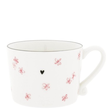 Tasse avec des fleurs rose (10x8x7cm)  -  Bastion Collection