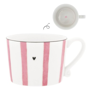Tasse avec lignes rose (10x8x7cm)  -  Bastion Collection
