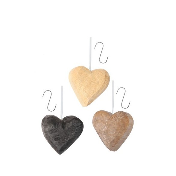 Cœur en bois à poser ou suspendre  ( h 15cm 15x8-9cm)- WMG