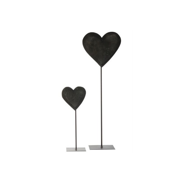 Cœur en bois noir sur pied  ( h 90cm )- WMG