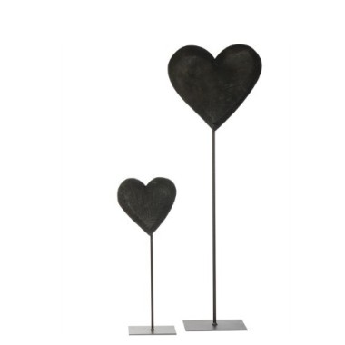 Cœur en bois noir sur pied  ( h 130cm )- WMG