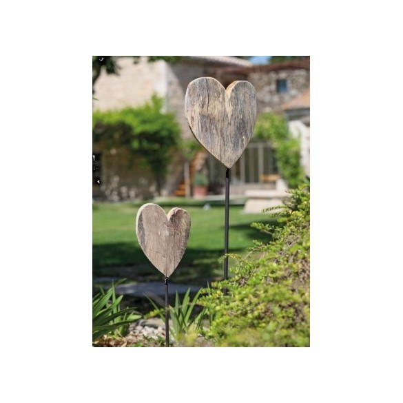 Cœur en bois sur pied ( h 40cm)