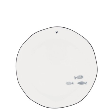 Assiette à dessert avec 3 poissons en Iris Blue - Bastion Collection