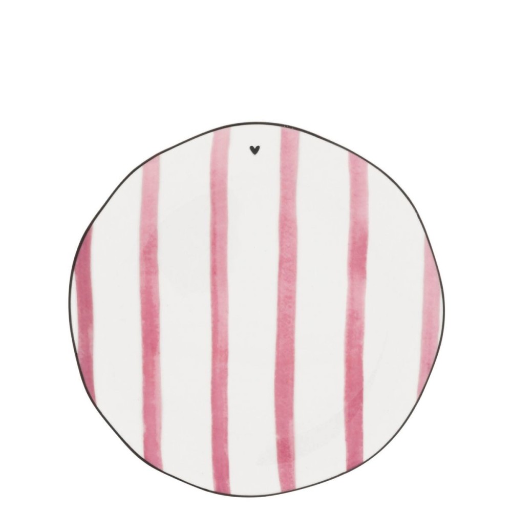 Assiette à dessert avec des lignes rose (19cm)  -  Bastion Collection