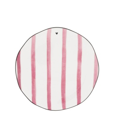 Assiette à dessert avec des lignes rose (19cm)  -  Bastion Collection