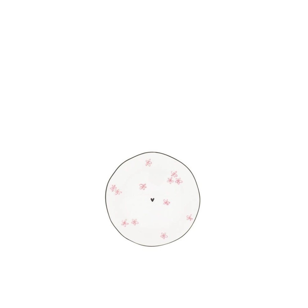 Petite assiette avec des fleurs roses (13cm)  -  Bastion Collection