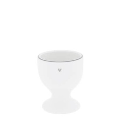 Coquetier blanc avec le cœur gris