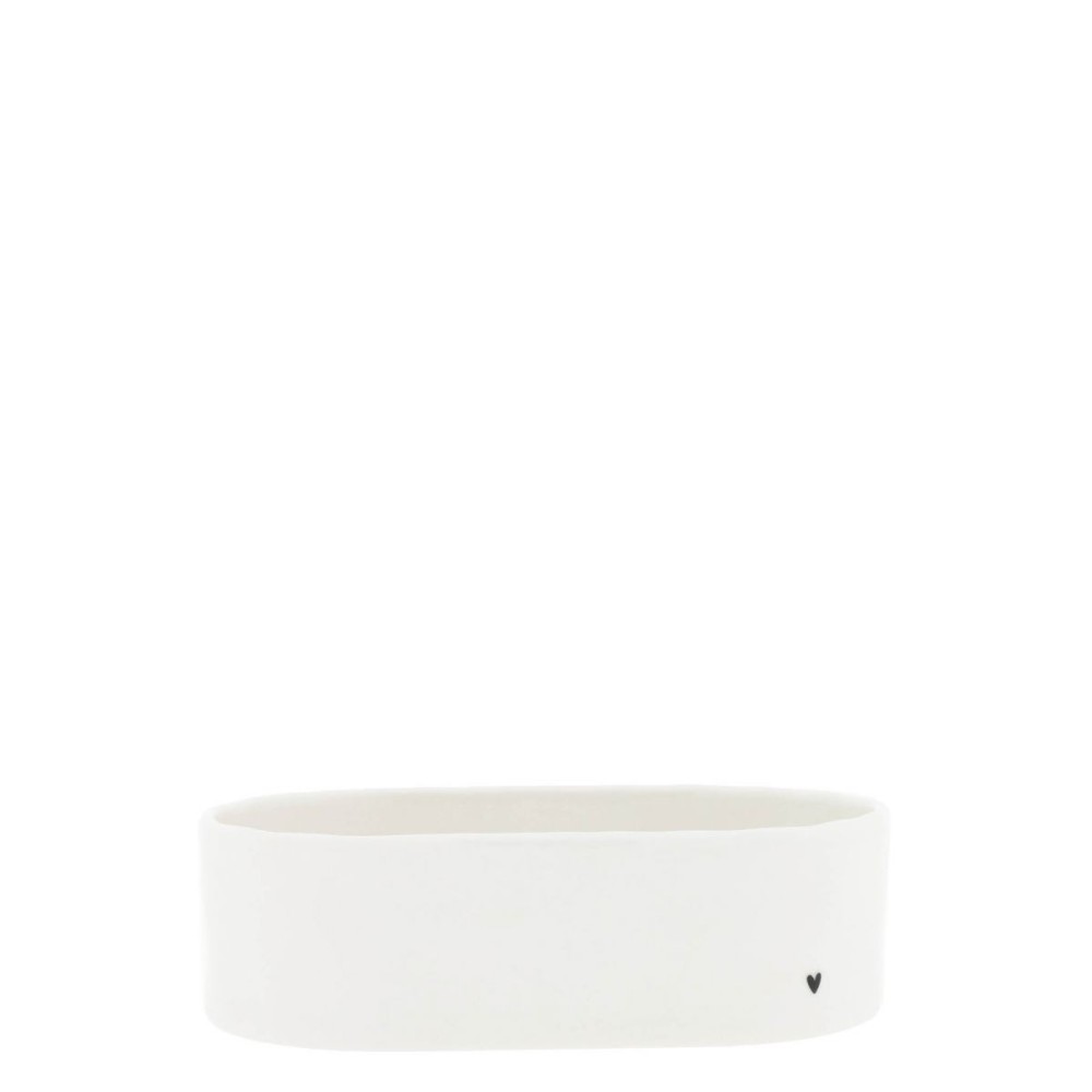 Plat ovale blanc avec cœur noir - Bastion Collection