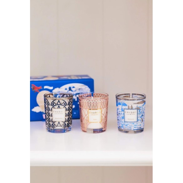 Trio bougies parfumées Manhattan, Paris & Mykonos