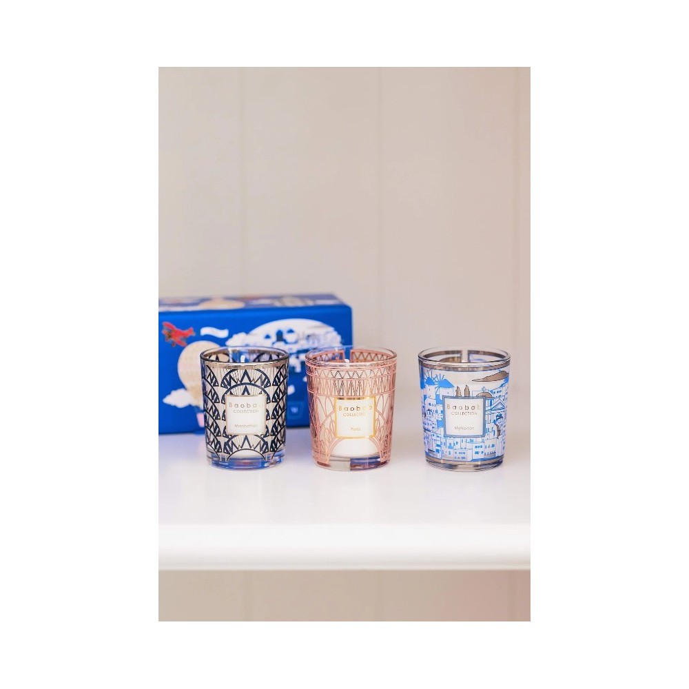 Trio bougies parfumées Manhattan, Paris & Mykonos